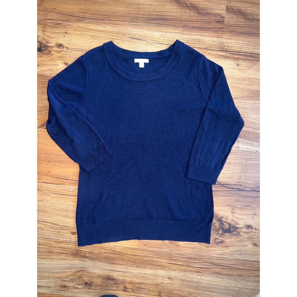 New York & Company Navy Blue Long Sleeve Scoop Neck Acrylic Knit Sweater XL